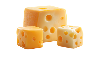 Three cubed cheese slices