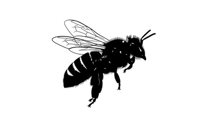Bee Silhouette Illustration on White Background
