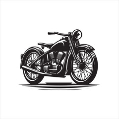Obraz premium Detailed Monochrome Illustration of a Classic Motorcycle with Spoked Wheels.