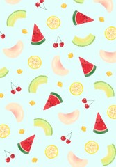 夏のフルーツ・果物のパターン
