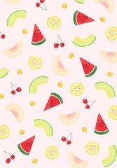 夏のフルーツ・果物のパターン