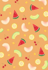 夏のフルーツ・果物のパターン