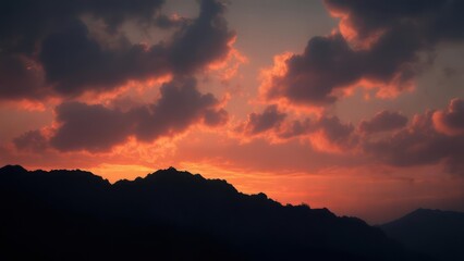 Dramatic sunset over mountains