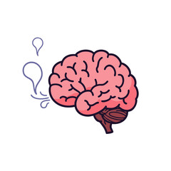 An illustration of a relaxed brain exhaling calming vapor, symbolizing modern aromatherapy for peace of mind and healthy lifestyle.