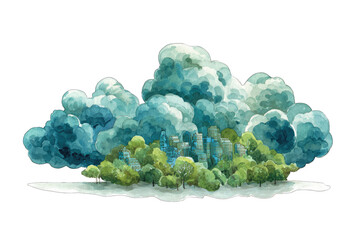 City nestled within a large, moody cloud