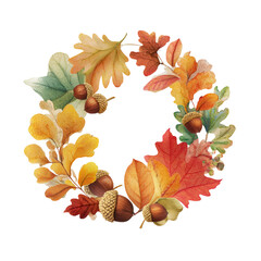 Autumnal leaf wreath, detailed