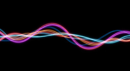 Abstract Colorful Neon Waves Flowing in Dark Space with Energy and Light Trails Visualizing the Data Stream or Digital Technology