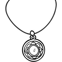 Locket Necklace line art vector