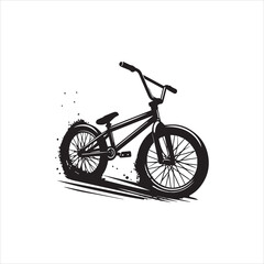 Fototapeta premium Stylish Black BMX Bicycle Illustration with Motion Blur.