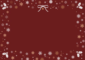 雪の結晶でできたクリスマスの背景素材。フレーム、オーナメント、バナー、クリスマスカード素材。