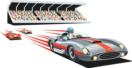 Vintage race car racing event vector illustration design