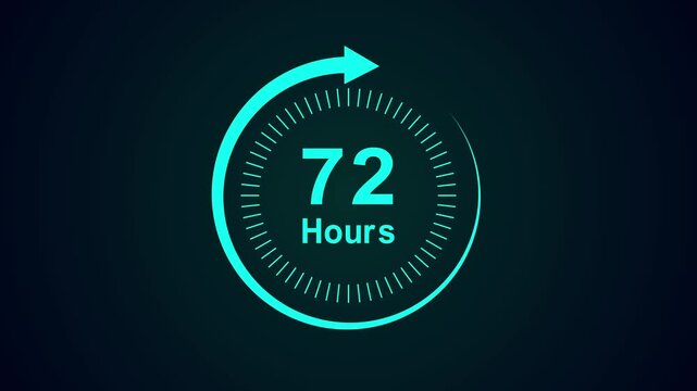 Clock 72 hours icon isolated with gradient background.