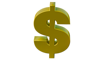 3D rendering of a shiny golden dollar symbol, representing money, finance, and wealth. Transparent background, ideal for business, banking, and investment concepts.

