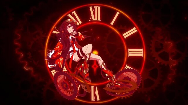 Steampunk Anime Girl with Clockwork Gears, anime wallpaper for pc