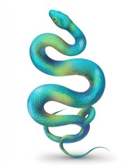 Fototapeta premium Vibrant teal snake, detailed scales, elegant pose