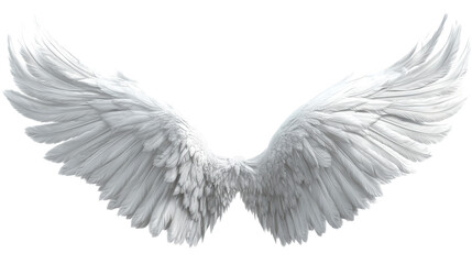 Obraz premium Spread of White Feathered Wings on Transparent Background