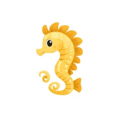 Obraz premium Cute yellow seahorse illustration.