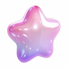 Pastel gradient star 3D render isolated on transparent background