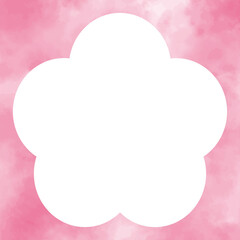 水彩のおしゃれな正方形のベクターフレーム　花　梅