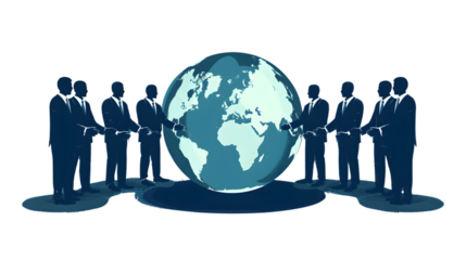 Global Business Collaboration: Businessmen Shaking Hands Around the Globe