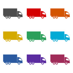 Big truck free delivery icon isolated on white background. Set icons colorful