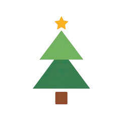 Obraz premium Ai generated image of stylized green christmas tree with a yellow star on top, isolated on transparent background