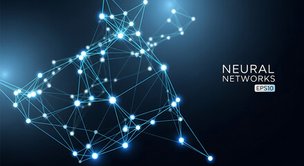 Abstract digital brain concept showing a glowing neural network structure for artificial intelligence technology.