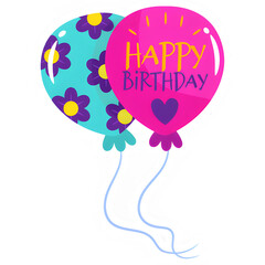 Celebrate a special day with vibrant happy birthday balloons graphic for festive greeting cards, invites, and party decorations