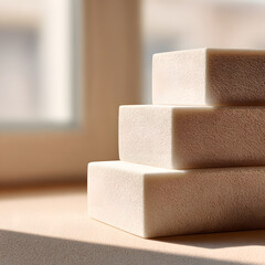 Yoga Blocks Stacked with Foam Texture Close-Up Minimalist Style