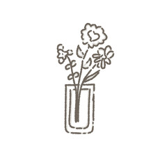 Minimal sketch of flowers in a vase