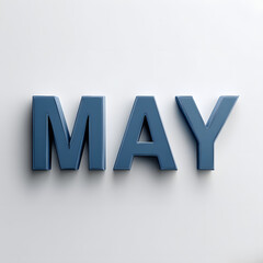 May text in 3D midnight blue letters with matte finish