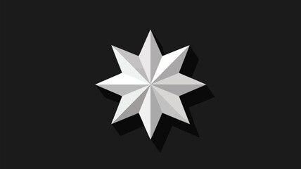 Obraz premium A white eight pointed star with a geometric design casting a shadow on a dark gray background