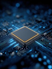 Computer Chip on a Circuit Board Glows With Digital Data