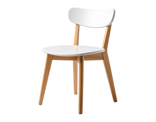 Fototapeta premium White and Wood Dining Chair: Modern Minimalist Furniture Design