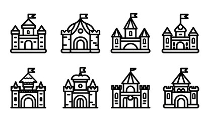 Fototapeta premium Simple, outlined building silhouettes. Dark background