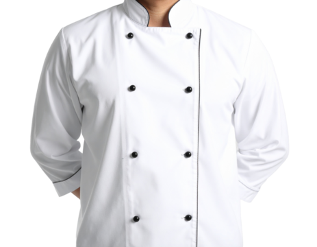 Chef's Uniform: Professional White Culinary Jacket with Black Buttons - Restaurant Apparel