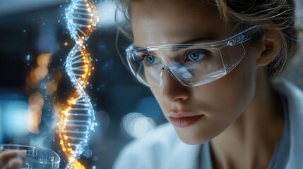 Scientist Examines Dna Structure in a Laboratory Setting