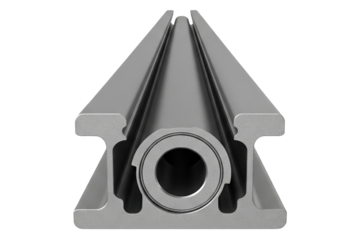 Industrial extruded aluminum structural framing profile isolated on a transparent background