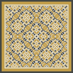 Creative trendy color abstract geometric pattern in white yellow blue, vector seamless, can be used for printing onto fabric, interior, design, textile. Frame.
