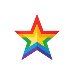Illustration of a star with rainbow colors and yellow center