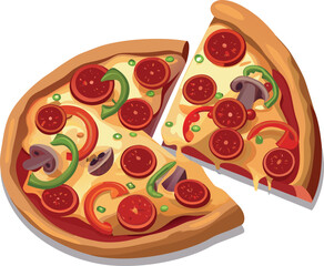 pizza  illustration concept vector on eps with white background