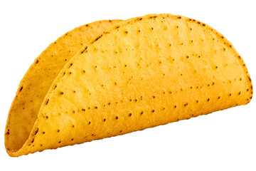 Crunchy yellow corn hard taco shell for traditional food isolated on a transparent background