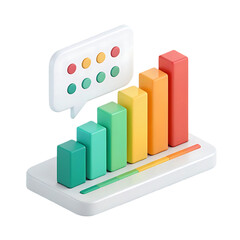 A 3D Isometric Chart: Growth, Progress, and Feedback Visualization 3d icon illustration transparent png