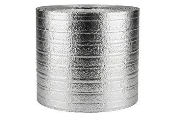Reflective foil foam core insulation roll for construction isolated on a transparent background