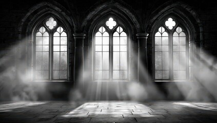 Gothic Interior With Sunlight Through Windows
