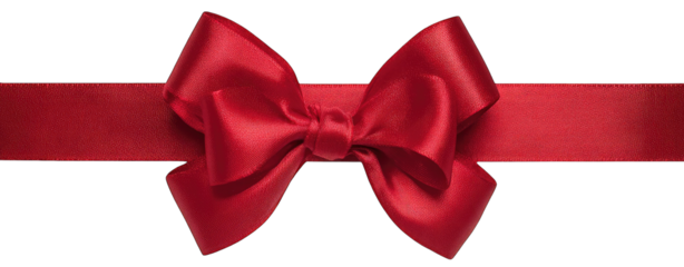 Red satin ribbon bow on black background