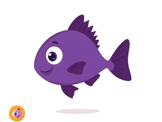 Obraz premium Cute cartoon fish in vibrant purple color.