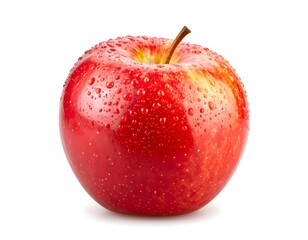 A vibrant, fresh red apple isolated on a clean white background