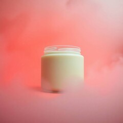 Creamy Milk Jar with Pink Background.