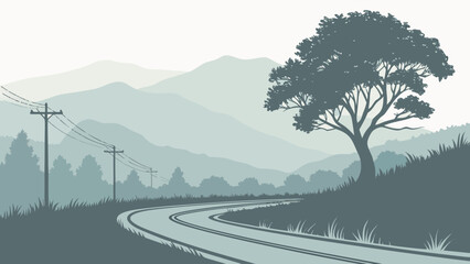 Foggy Road Vector Scene (2)